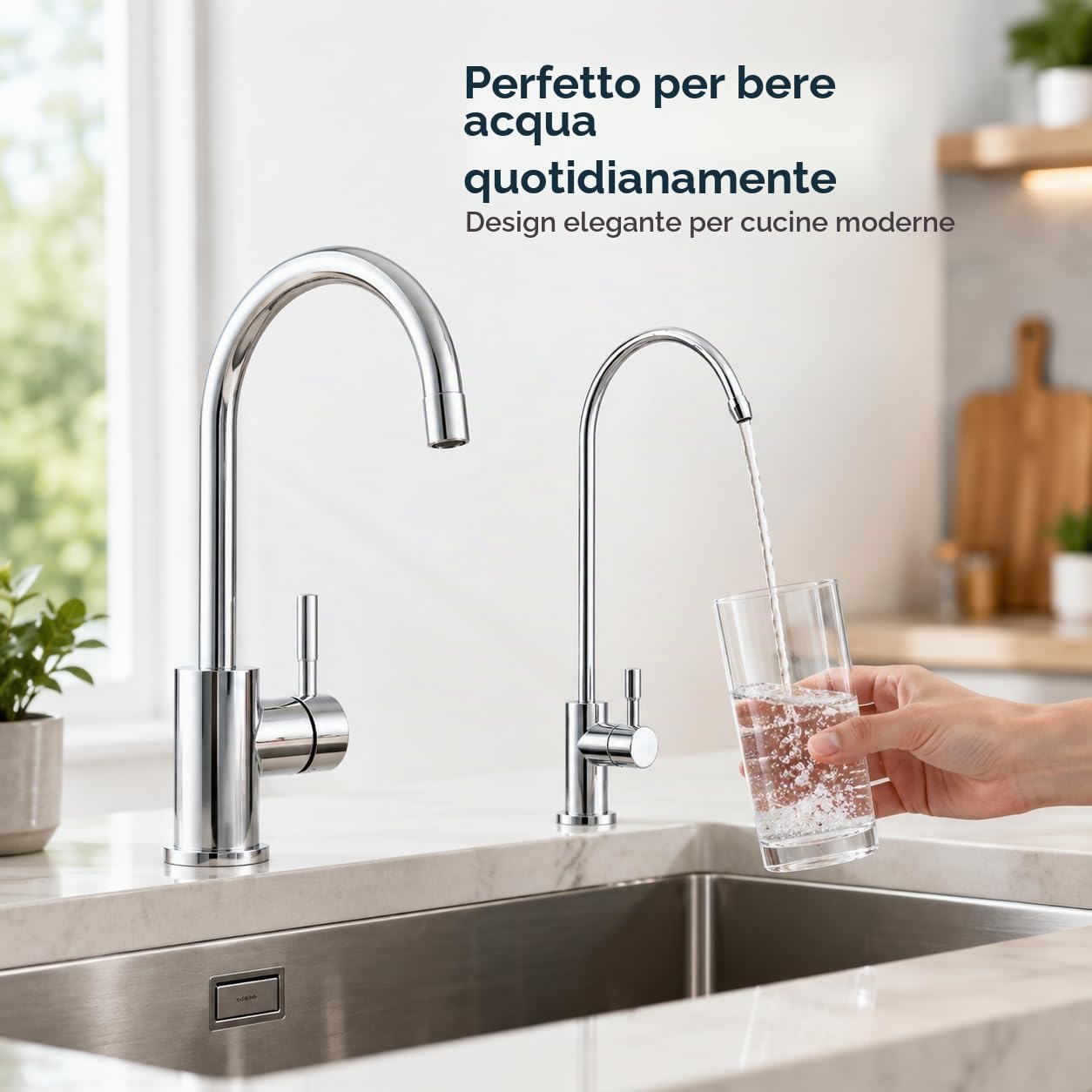 TICFOX rubinetto cucina acciaio inox 360° 1/4"