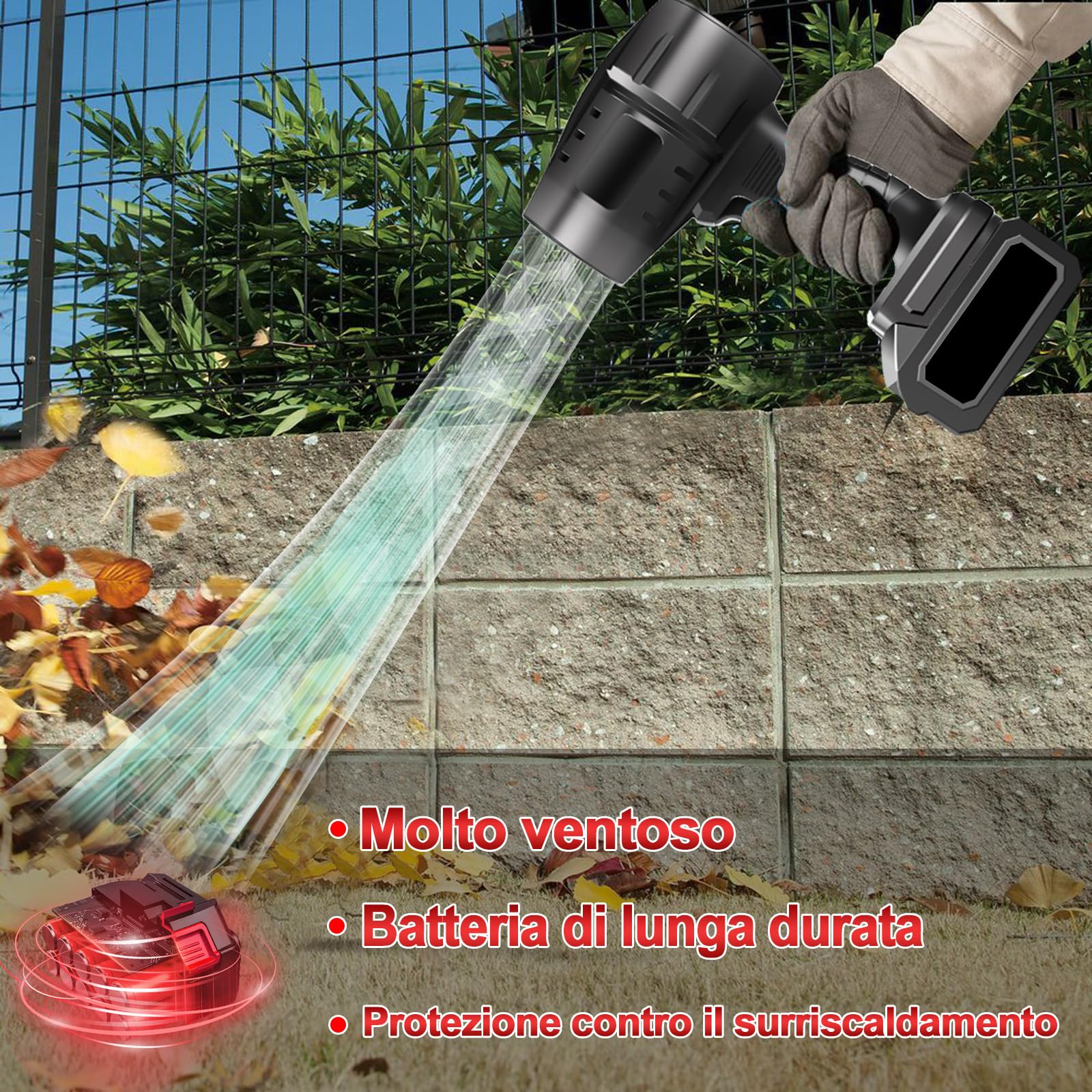 TICFOX Turbo Jet soffiatore aria 800W nero a batteria
