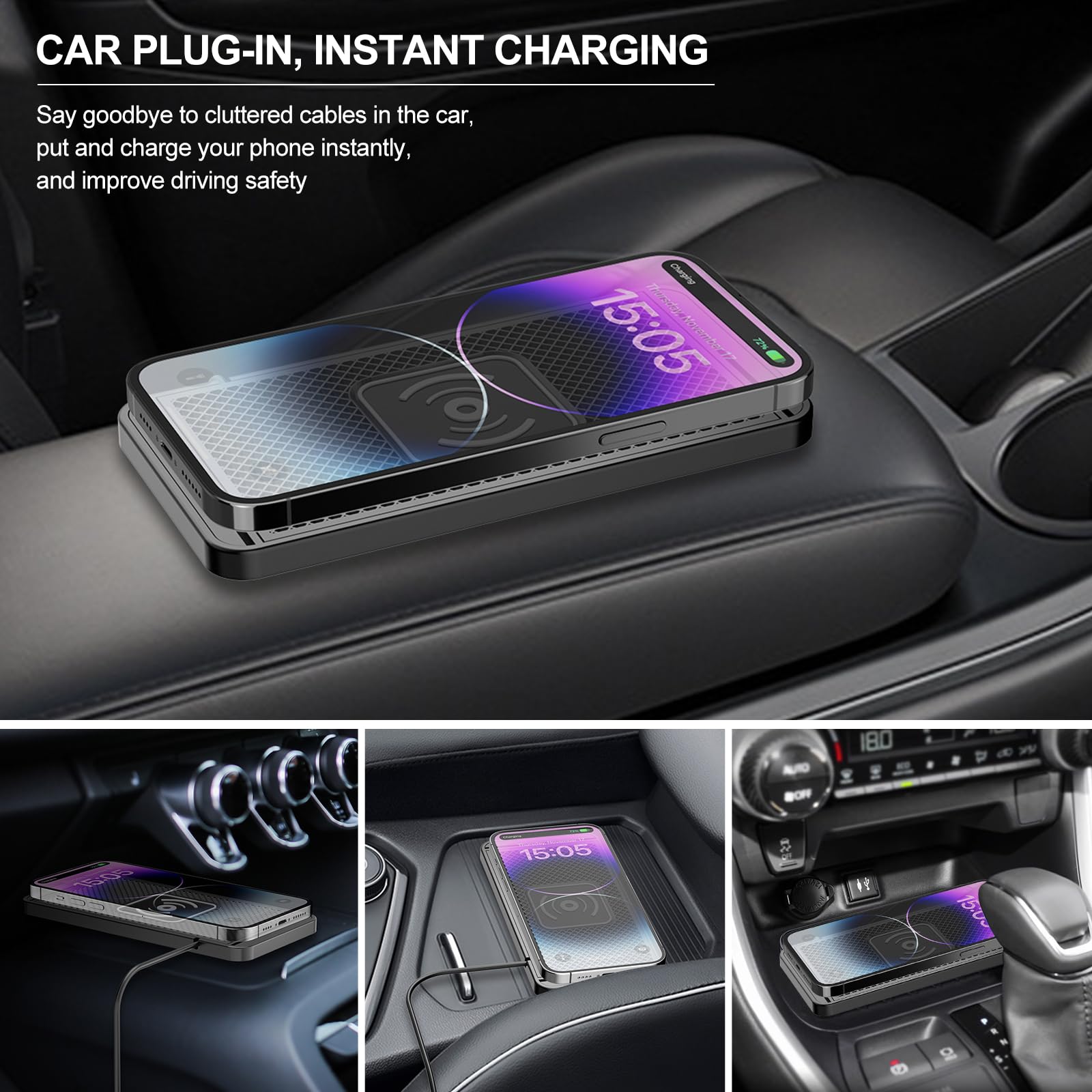 TICFOX tappetino ricarica wireless auto 15W antiscivolo