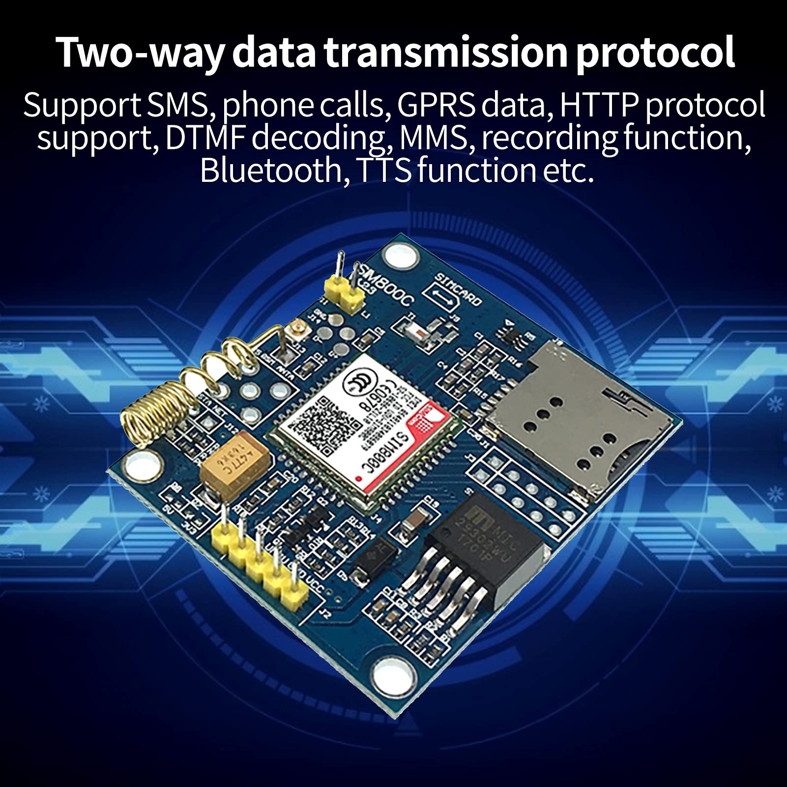 Ticfox SIM800C Modulo GSM GPRS Quad-Band con Antenna