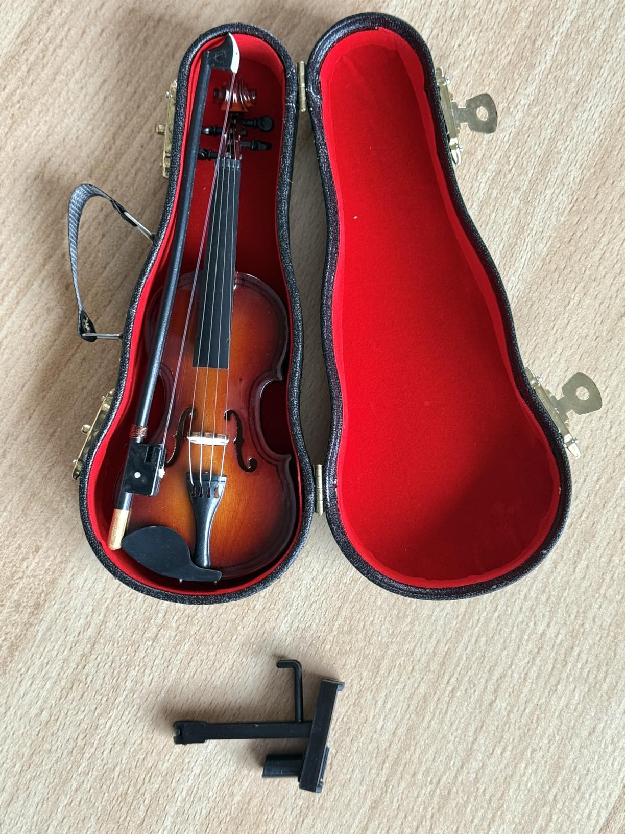 Ticfox Modello Mini Violino Legno con Supporto Nero
