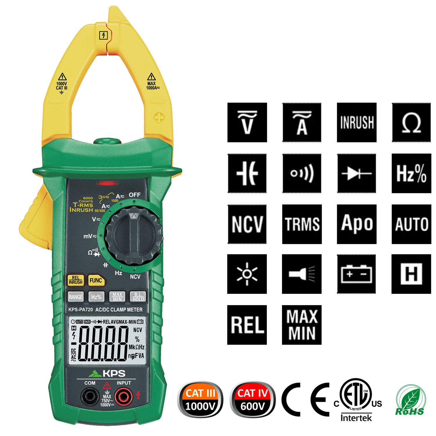 KPS PA720 Pinza Amperometrica 1000A TRMS NCV