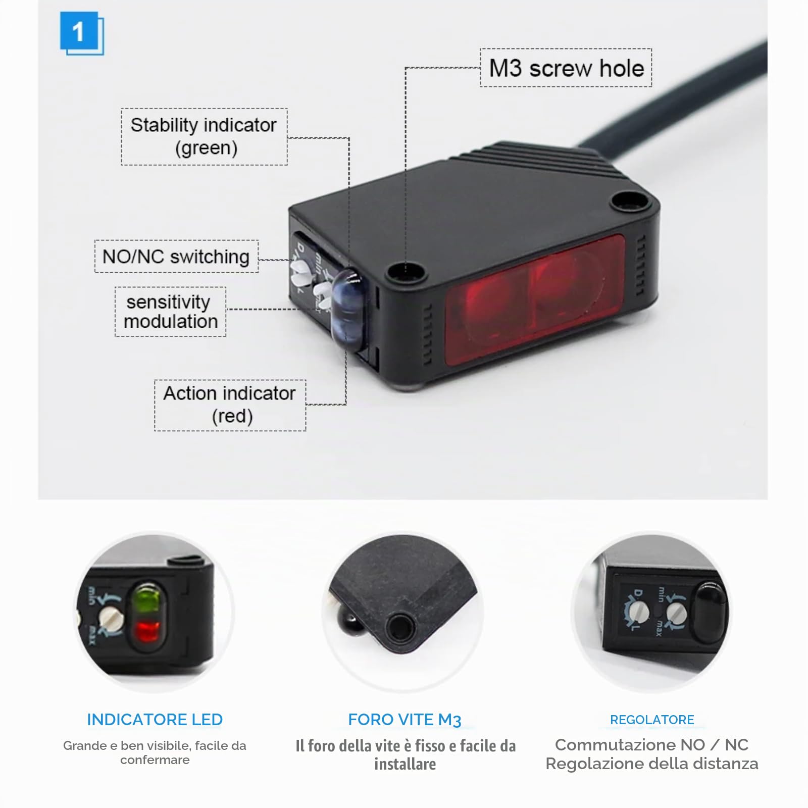 TICFOX E3Z-D61 sensore fotoelettrico NPN 12-24V
