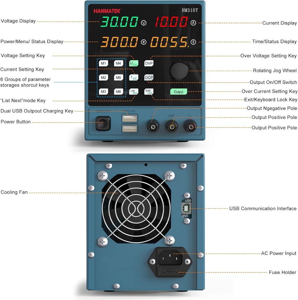 Hanmatek HM310T alimentatore da banco 30V 10A
