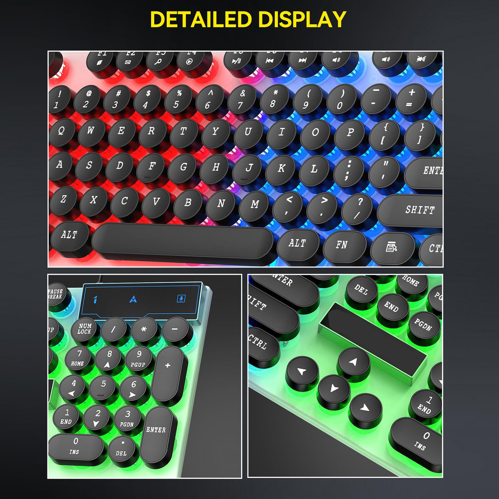TICFOX Set Tastiera e Mouse Gaming RGB Nero 104 Tasti 1000 DPI