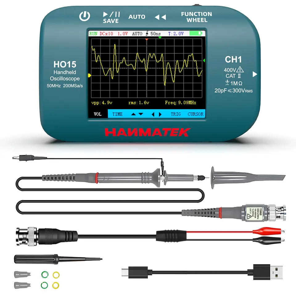 Hanmatek HO15 oscilloscopio portatile 50MHz tascabile