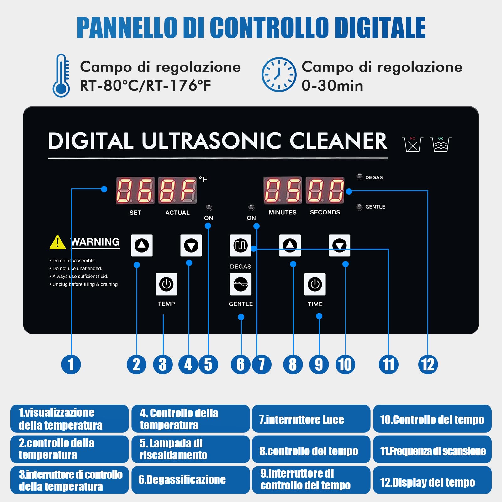 TICFOX pulitore ultrasuoni riscaldato 3L 120W