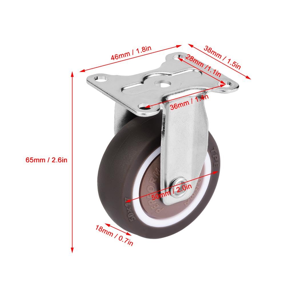 TICFOX Ruote gomma girevoli 50 mm 50 kg 4 pezzi industriali