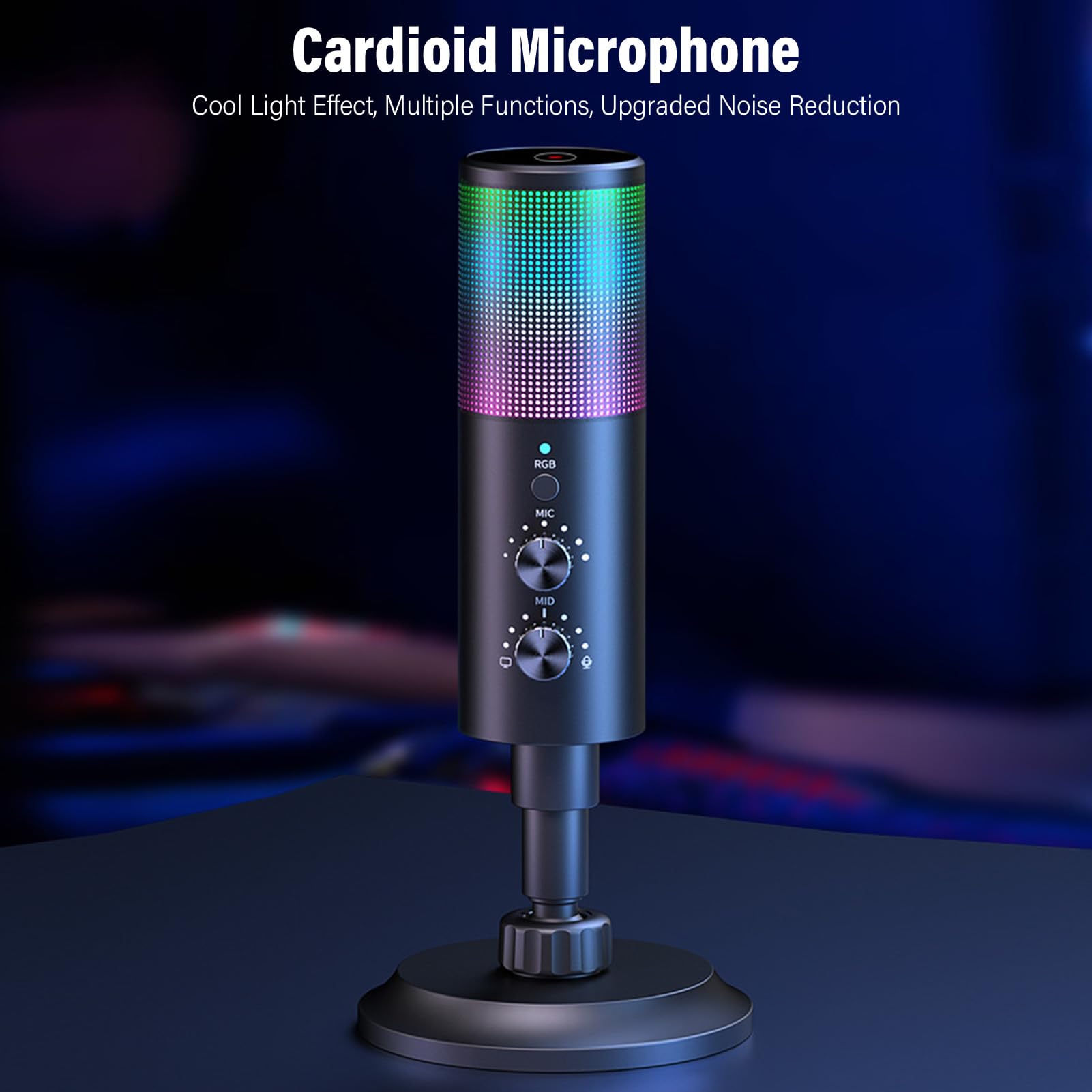 TICFOX Microfono USB Cardioide RGB 192kHz per Streaming