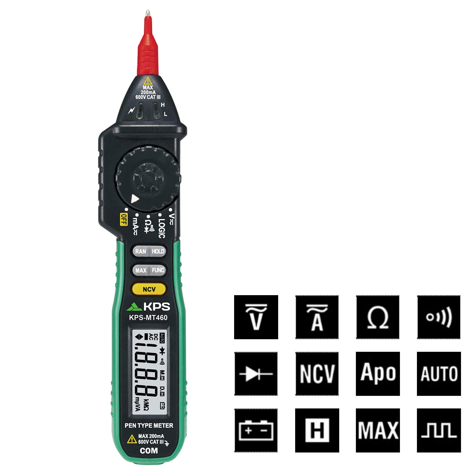 KPS MT460 Multimetro a Penna NCV 600V 2000 Conteggi