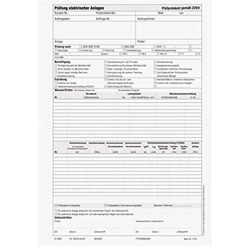 Beha-Amprobe 1278D Blocco Verbali Verifica DIN VDE 0100