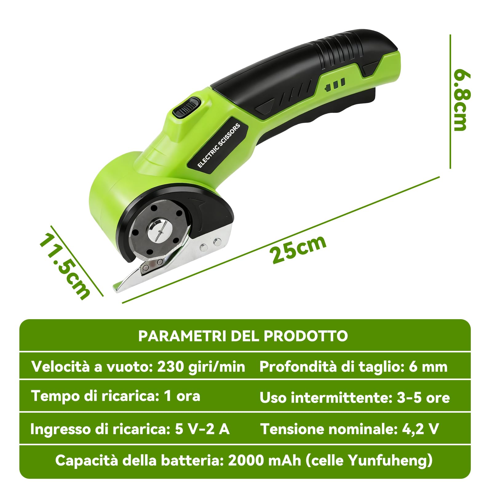 Ticfox Forbici Elettriche 4,2V Senza Fili 2 Lame