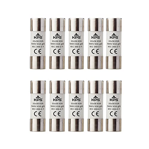 KPS Fusibile Cilindrico 22x58 63A 500V 10 Pezzi GG