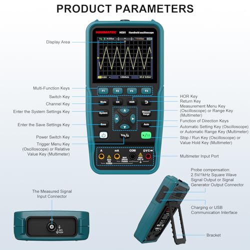 Hanmatek HO51 oscilloscopio portatile 50 MHz 3-in-1