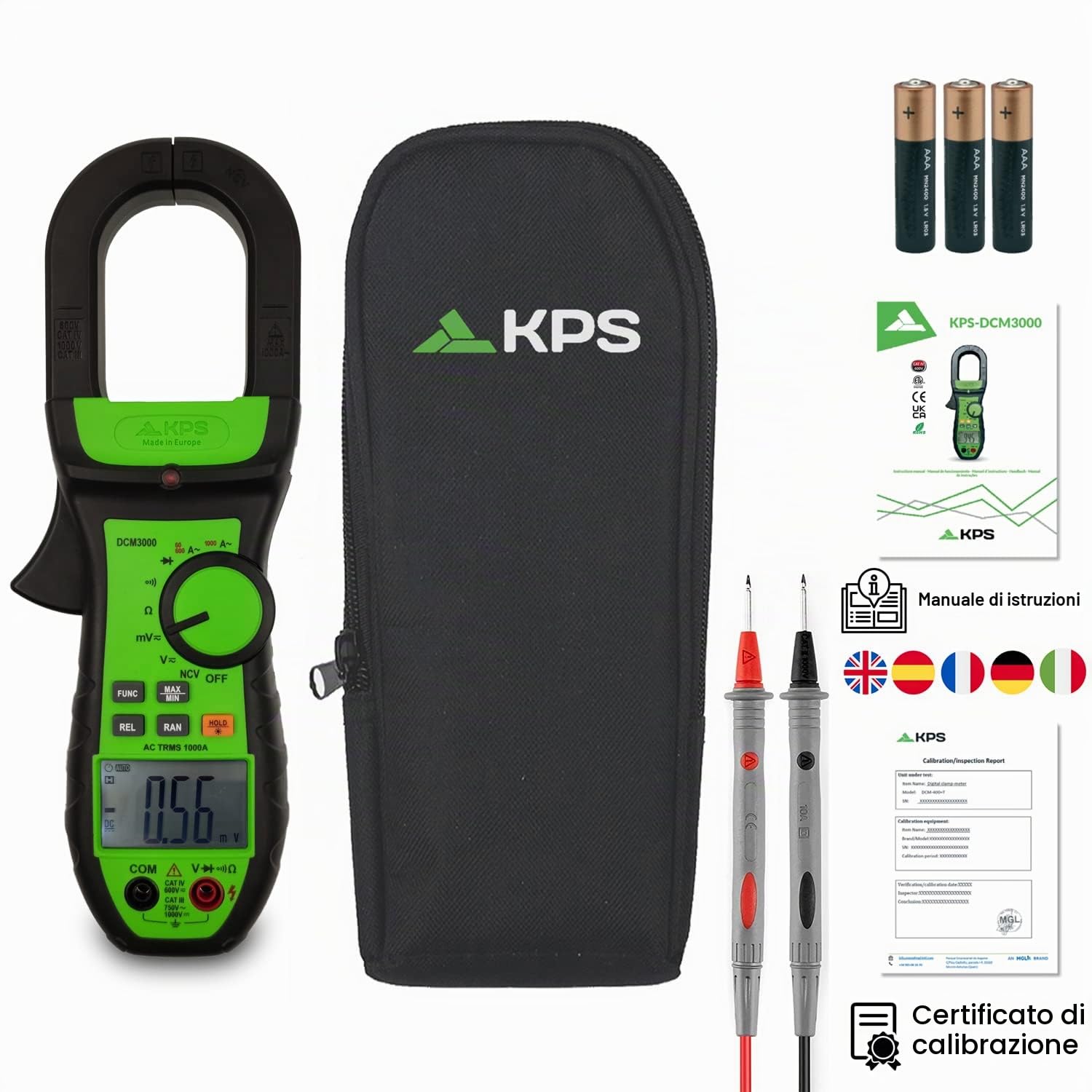 KPS DCM3000 Pinza Amperometrica 1000A TRMS 40mm CAT IV