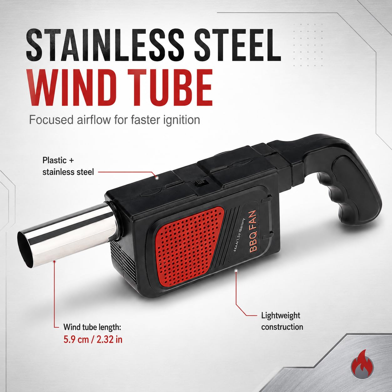 Ticfox Ventilatore Elettrico Barbecue Portatile Nero a Batteria
