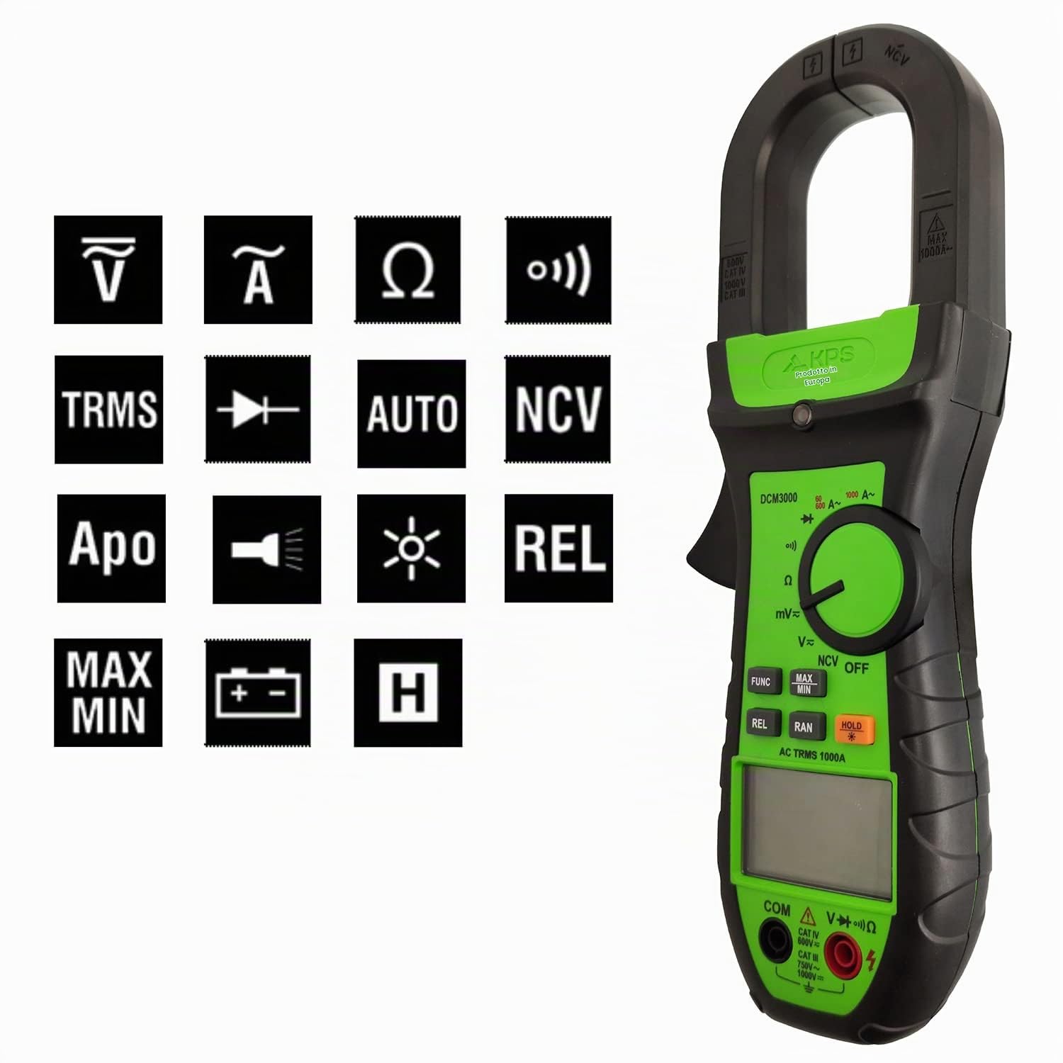 KPS DCM3000 Pinza Amperometrica 1000A TRMS 40mm CAT IV