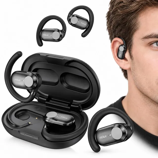 TICFOX H06 Auricolari Bluetooth Open Ear Nera 25 Ore