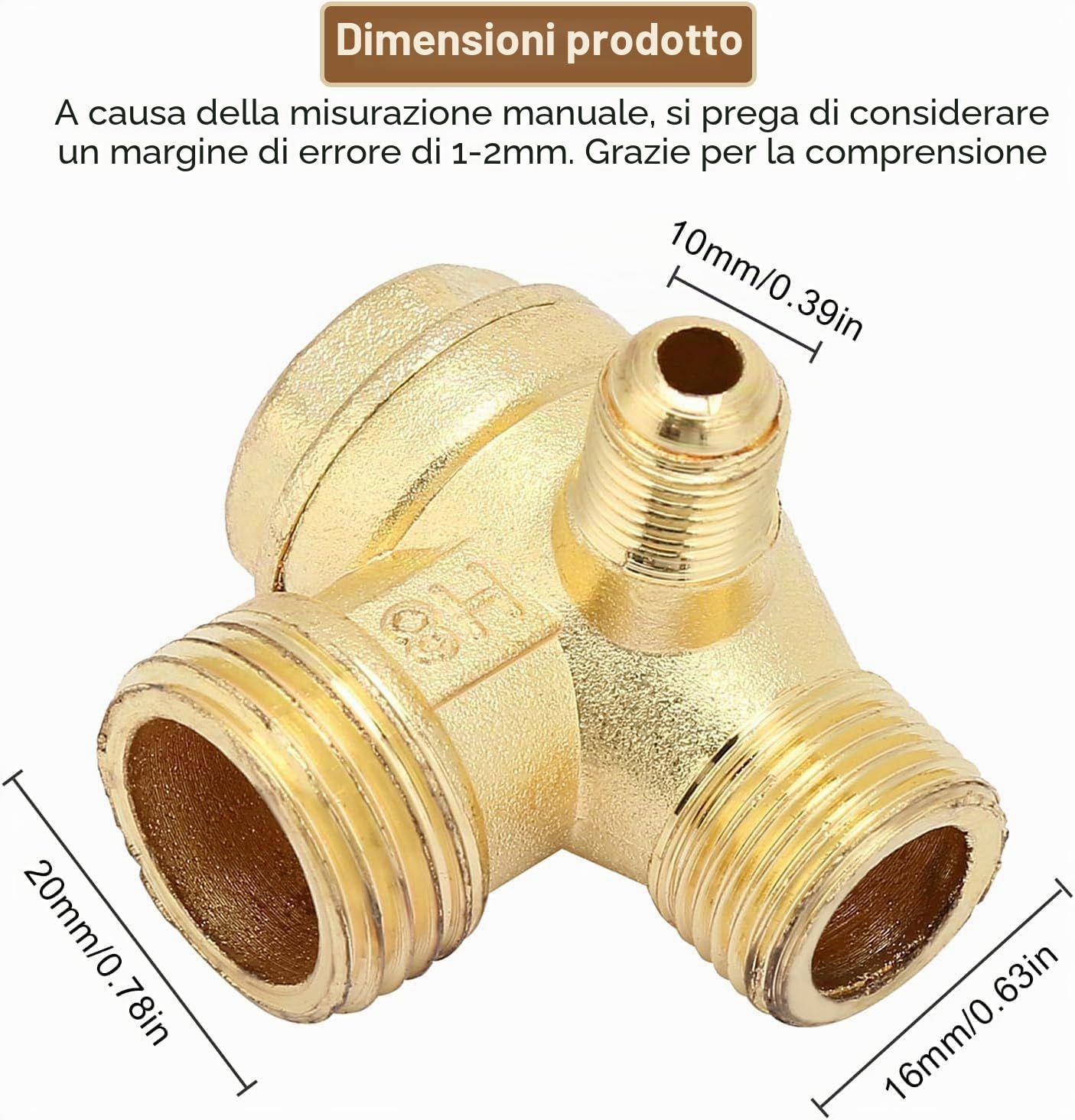 TICFOX valvola ritegno compressore 3 vie ottone