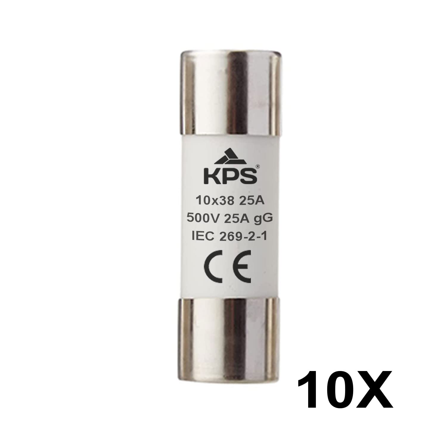 Kps Fusibili Cilindrici 10x38 25A GG 500V 20 Pezzi