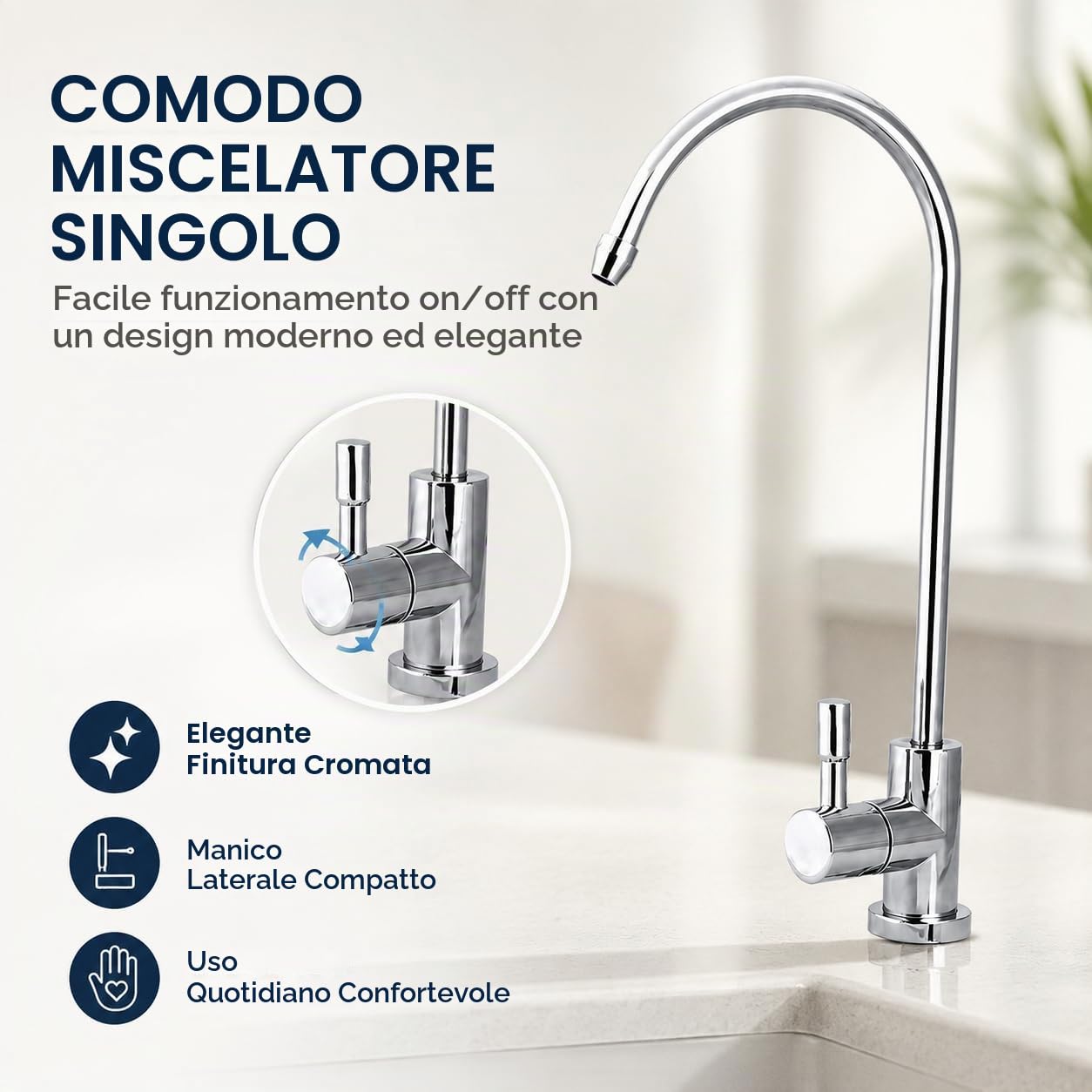 TICFOX rubinetto cucina acciaio inox 360° 1/4"