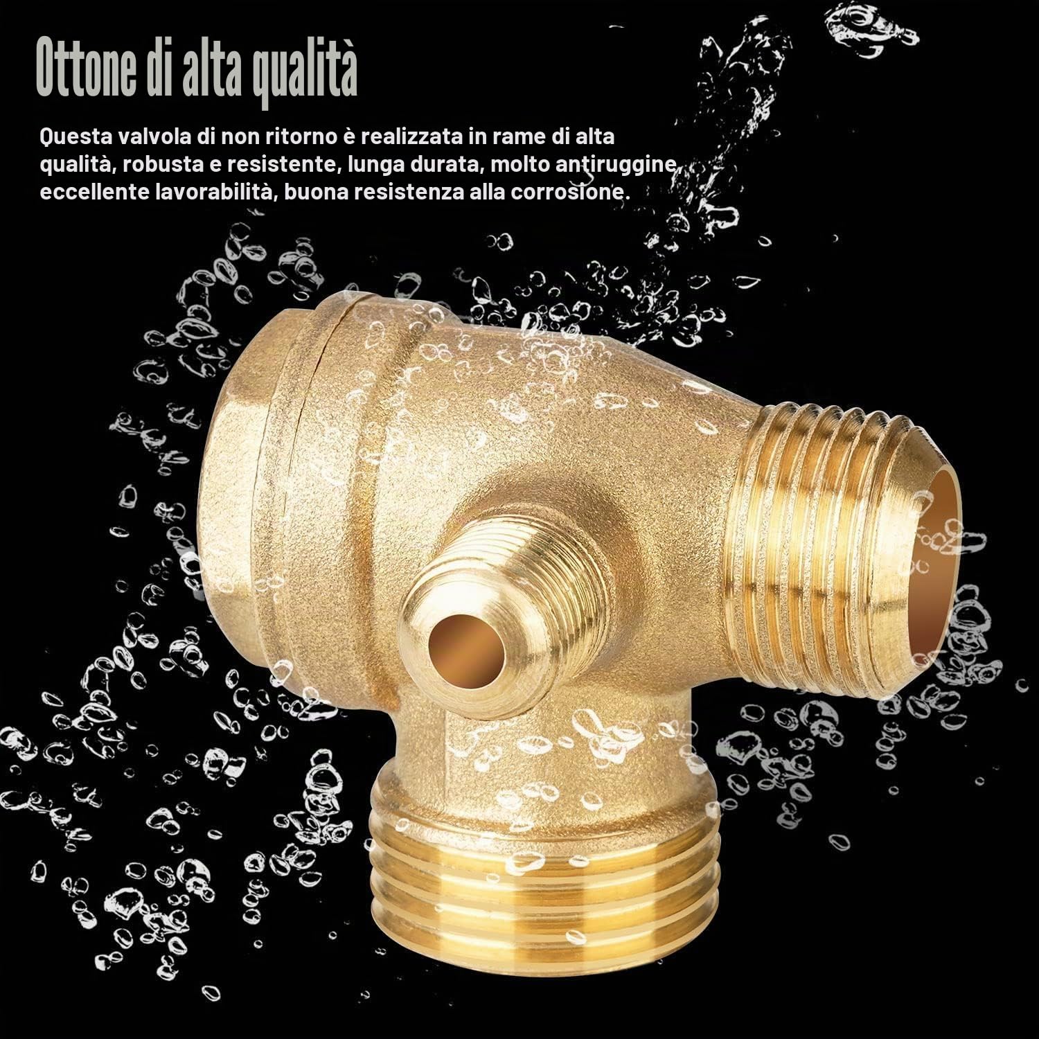 TICFOX valvola ritegno compressore 3 vie ottone