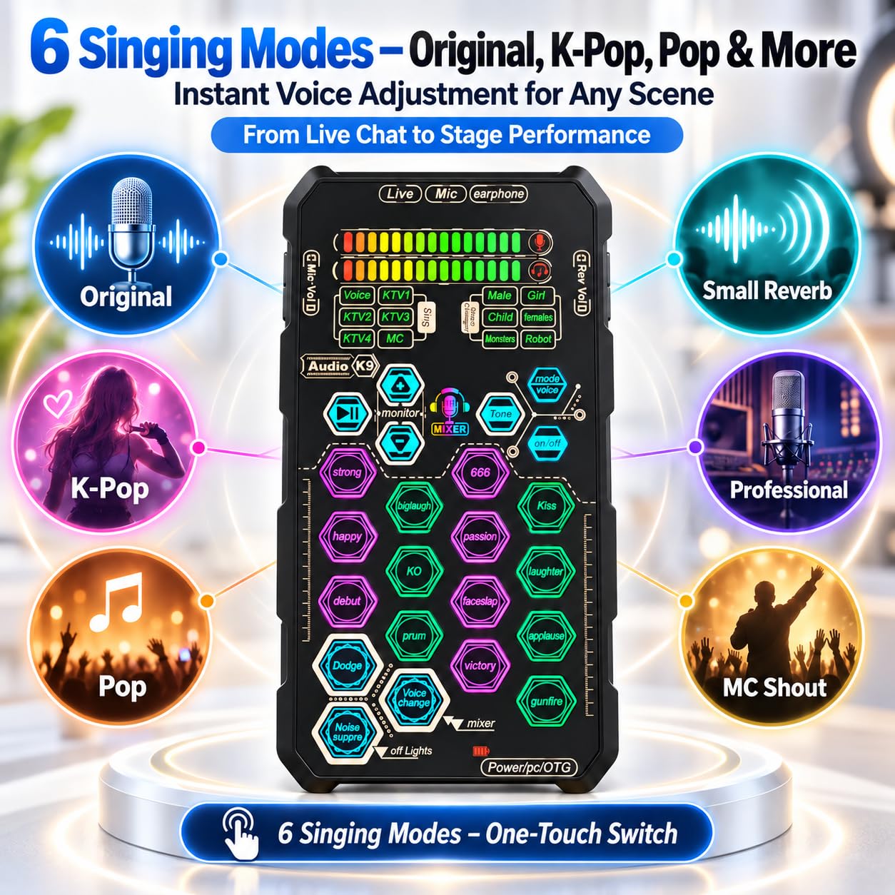 Ticfox scheda audio live palmare 6 voci karaoke ABS