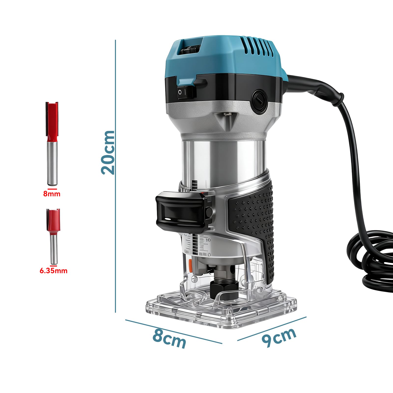 TICFOX Fresatrice Verticale Legno 800W 6 Velocità con 16 Frese