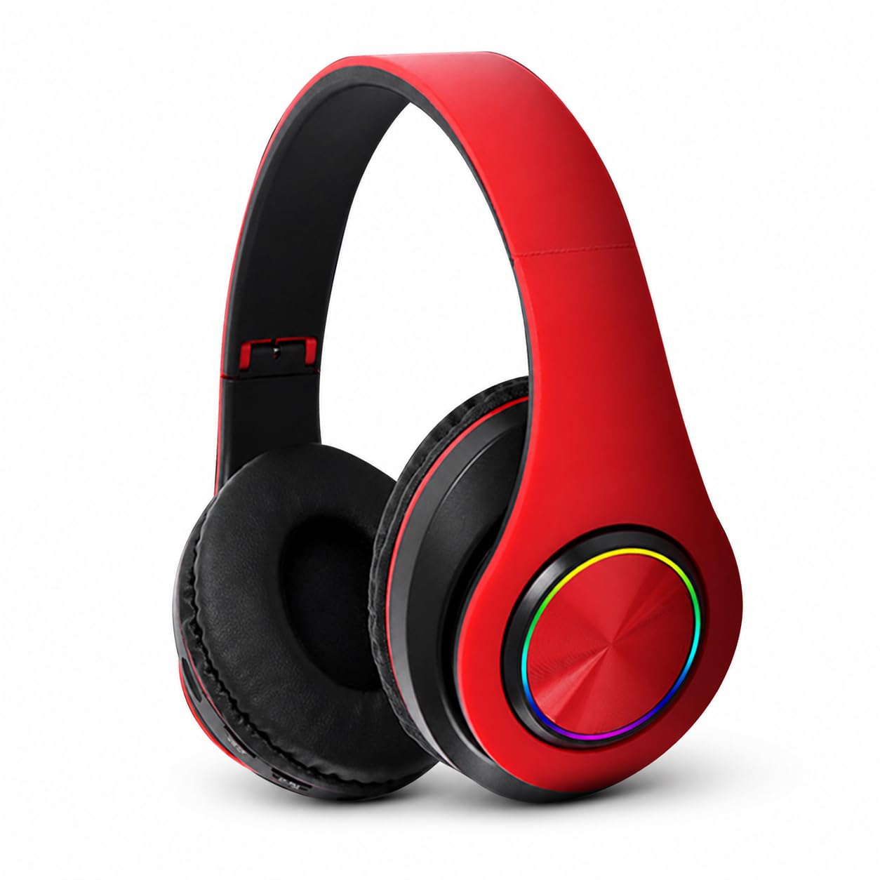 TICFOX Cuffie Bluetooth RGB Pieghevoli Nero-Rosso