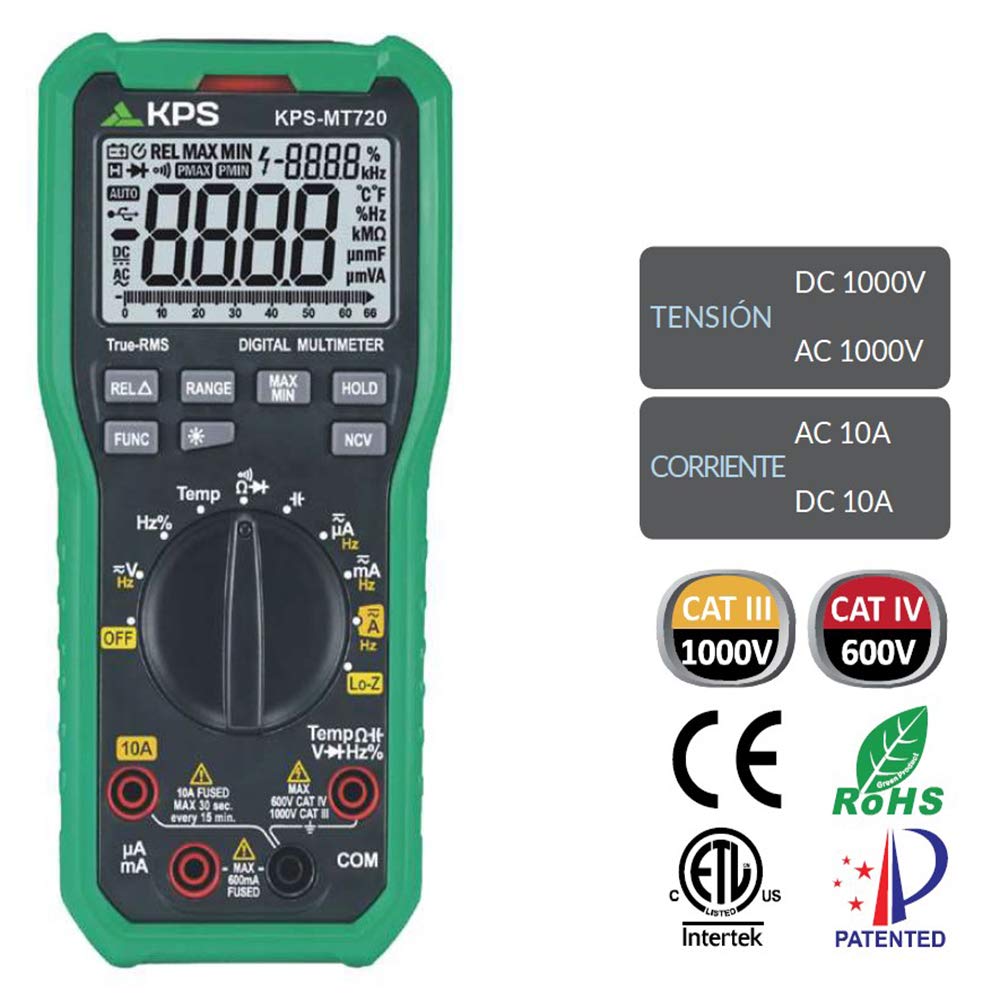 KPS MT720 Multimetro Digitale TRMS LO-Z 1000V CAT IV