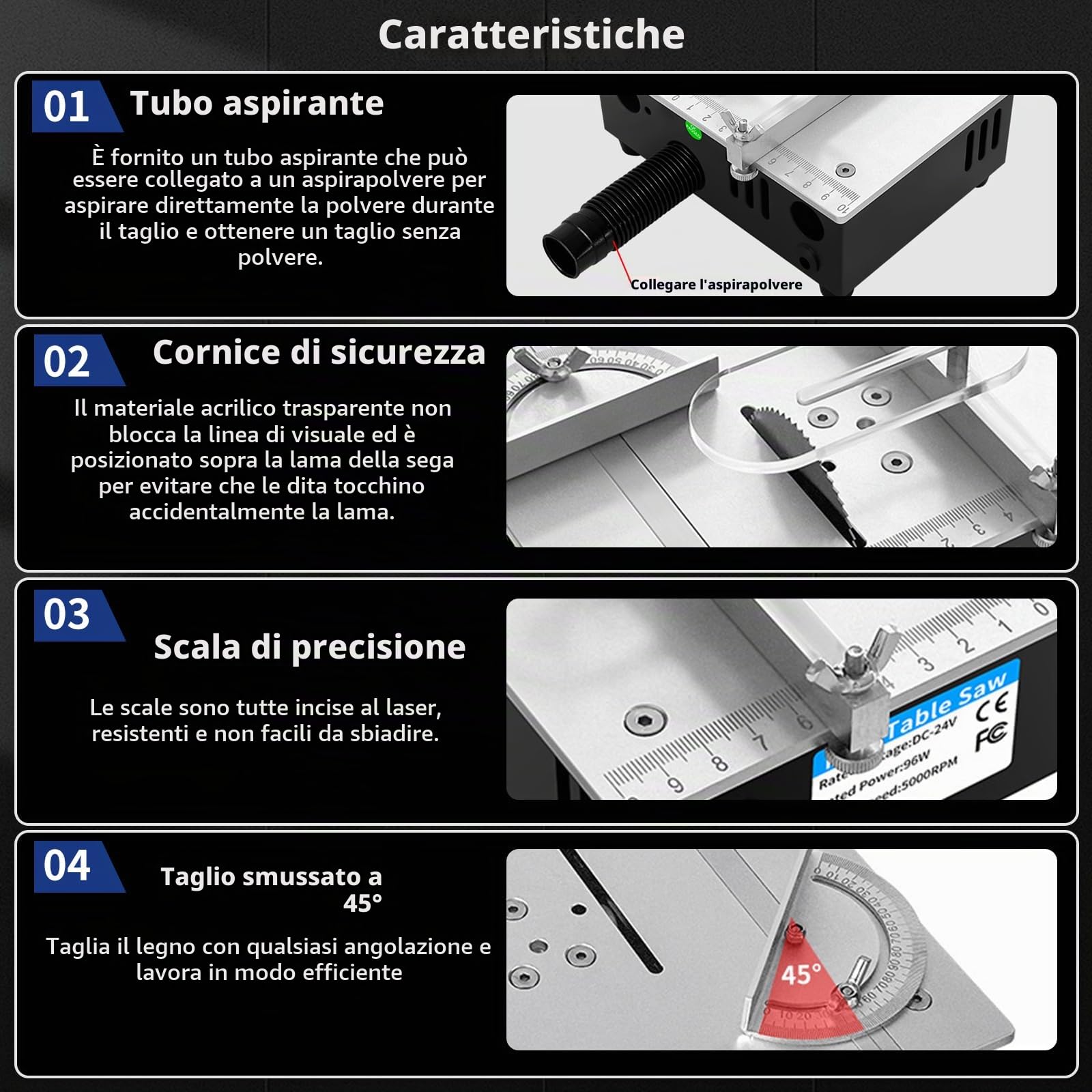 TICFOX mini sega circolare da tavolo 96W 0-15 mm