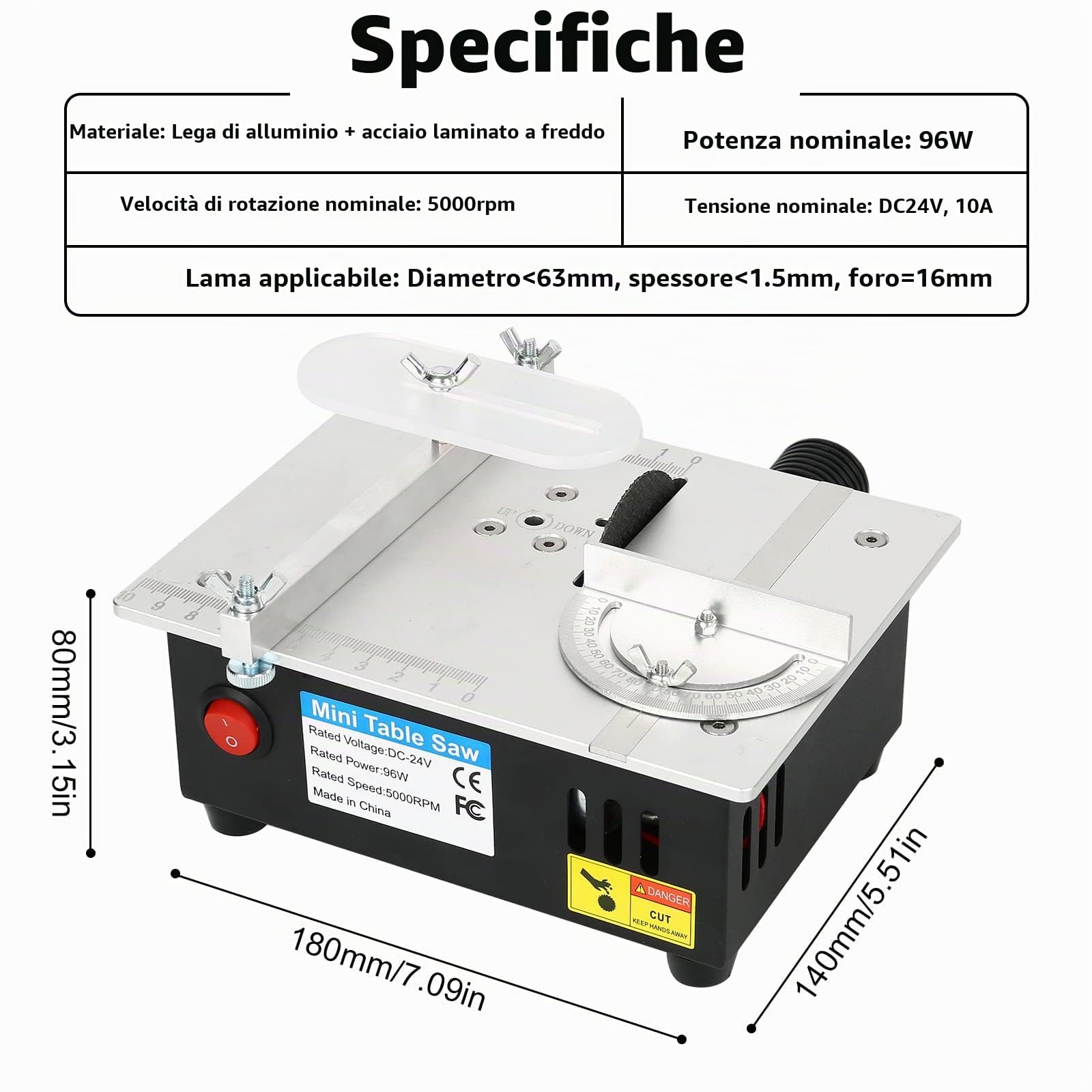 TICFOX mini sega circolare da tavolo 96W 0-15 mm