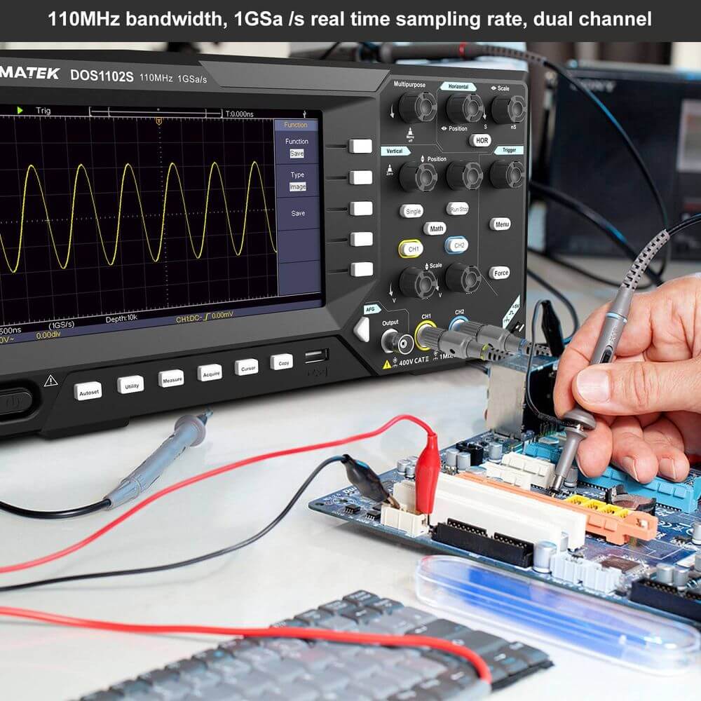 Hanmatek DOS1102S oscilloscopio da banco 2 canali 110MHz