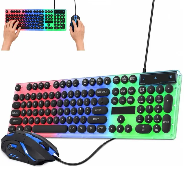 TICFOX Set Tastiera e Mouse Gaming RGB Nero 104 Tasti 1000 DPI