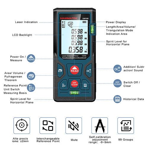 Hanmatek LM100 Distanziometro Laser 100m IP54