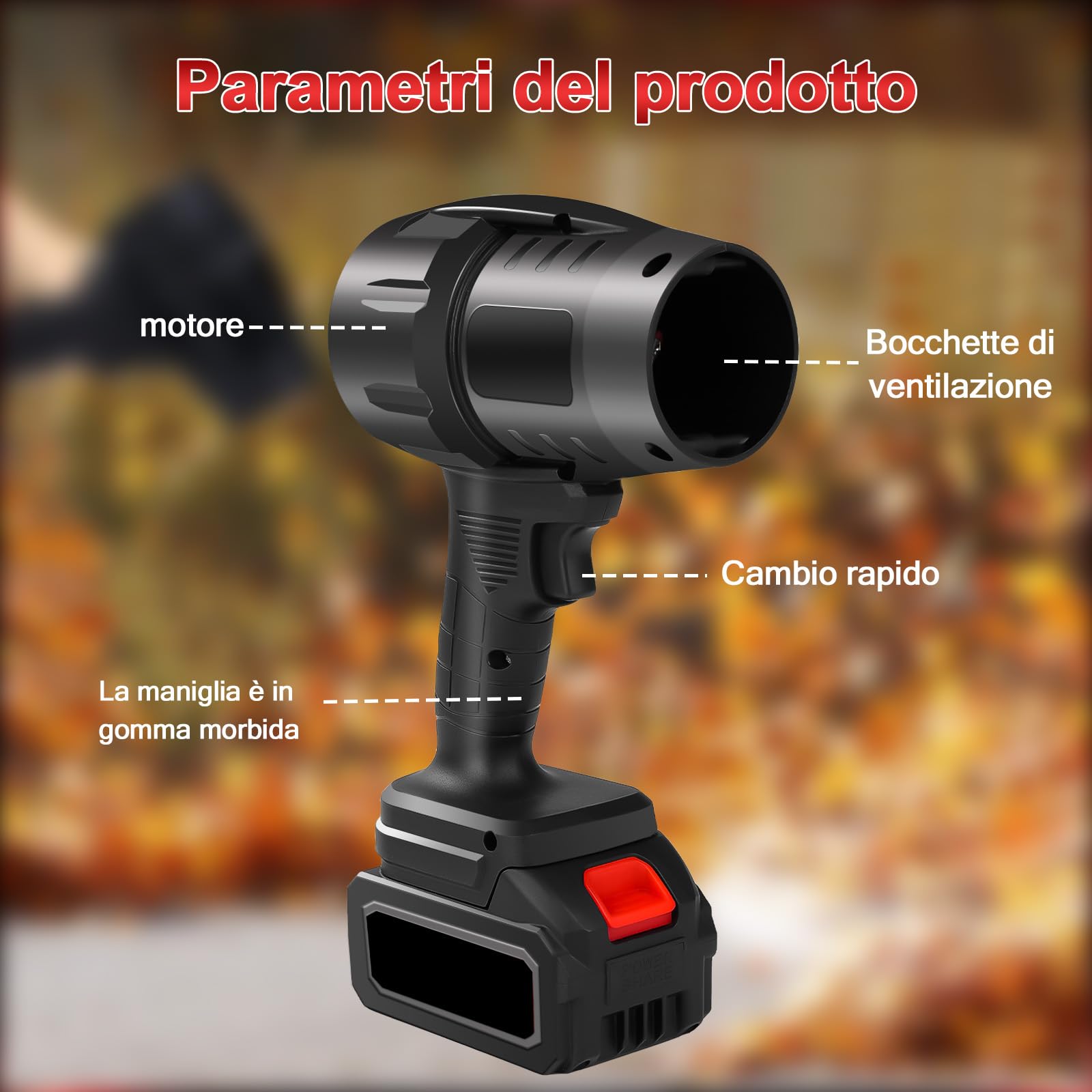 TICFOX Turbo Jet soffiatore aria 800W nero a batteria