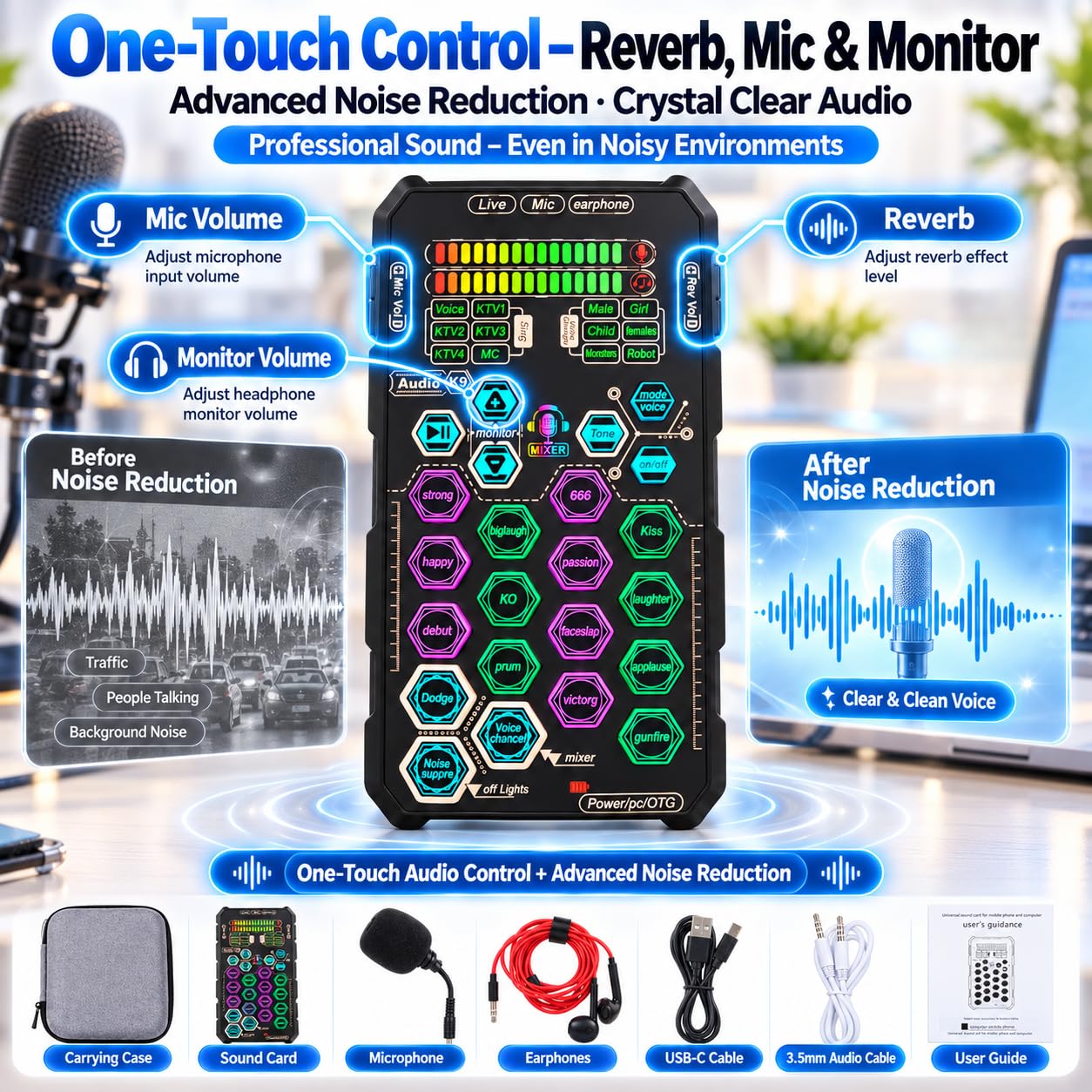 Ticfox scheda audio live palmare 6 voci karaoke ABS