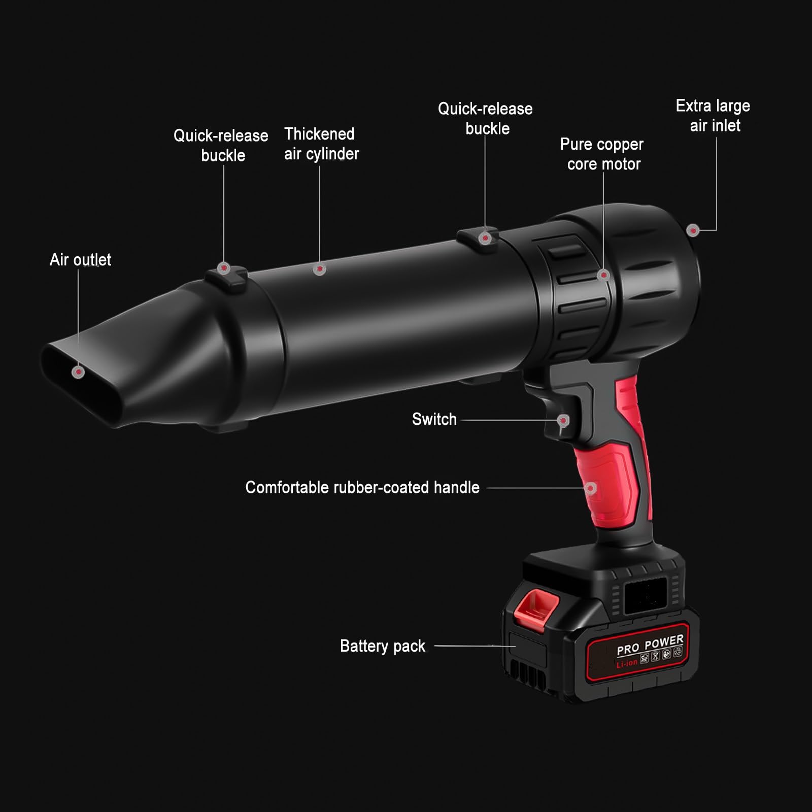 TICFOX Turbo Jet Soffiatore Aria Batteria 35000 Giri/min