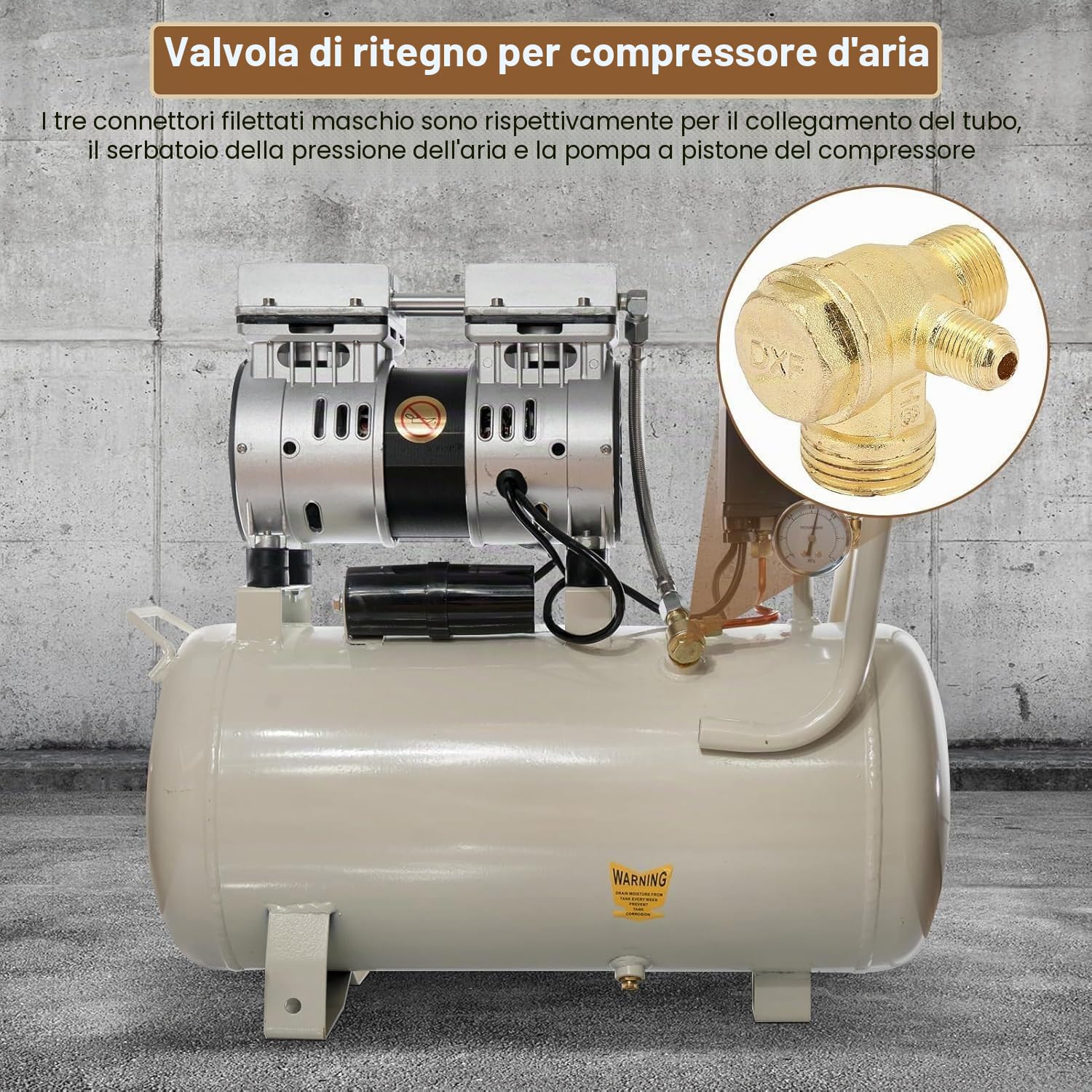 TICFOX valvola ritegno compressore 3 vie ottone
