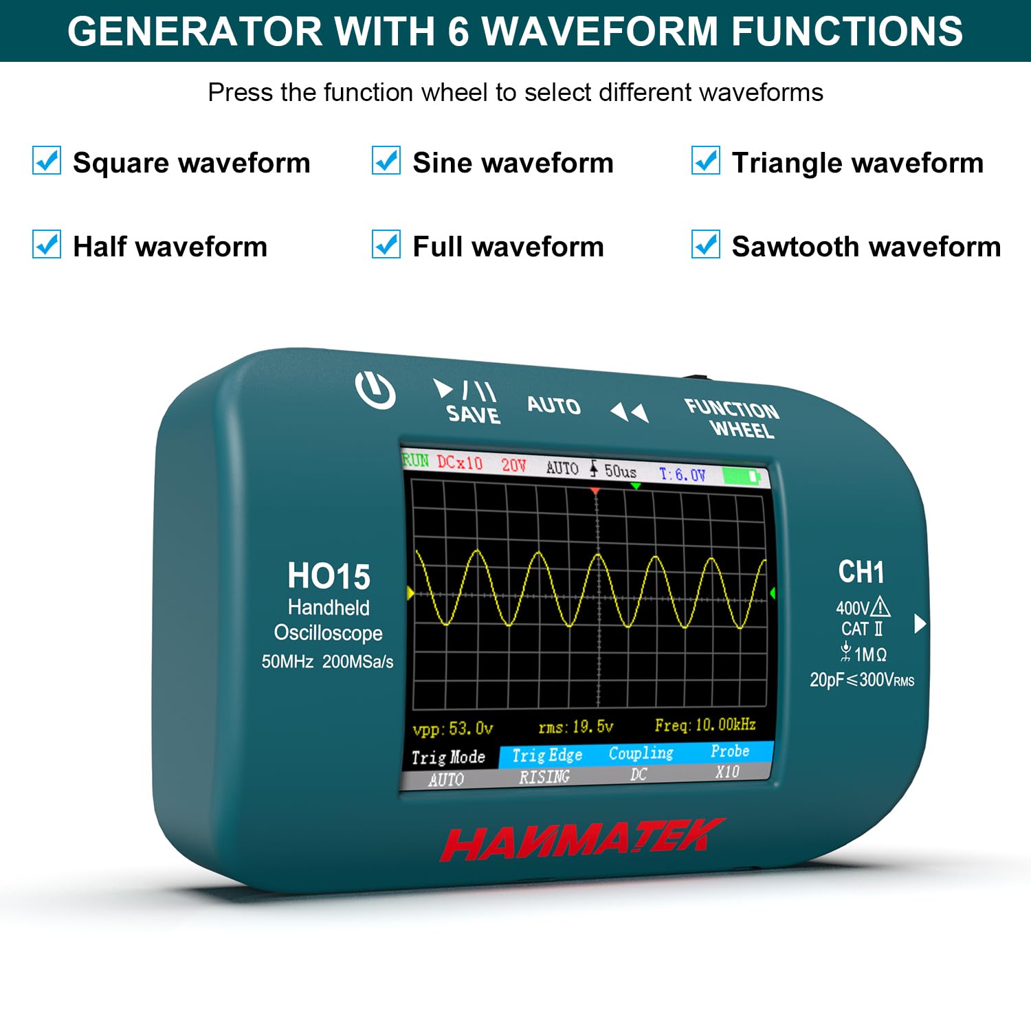 Hanmatek HO15 oscilloscopio portatile 50MHz tascabile