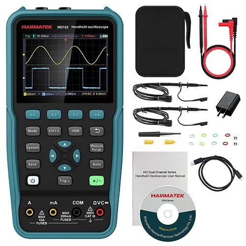 Hanmatek HO102 oscilloscopio portatile 100MHz 2 canali