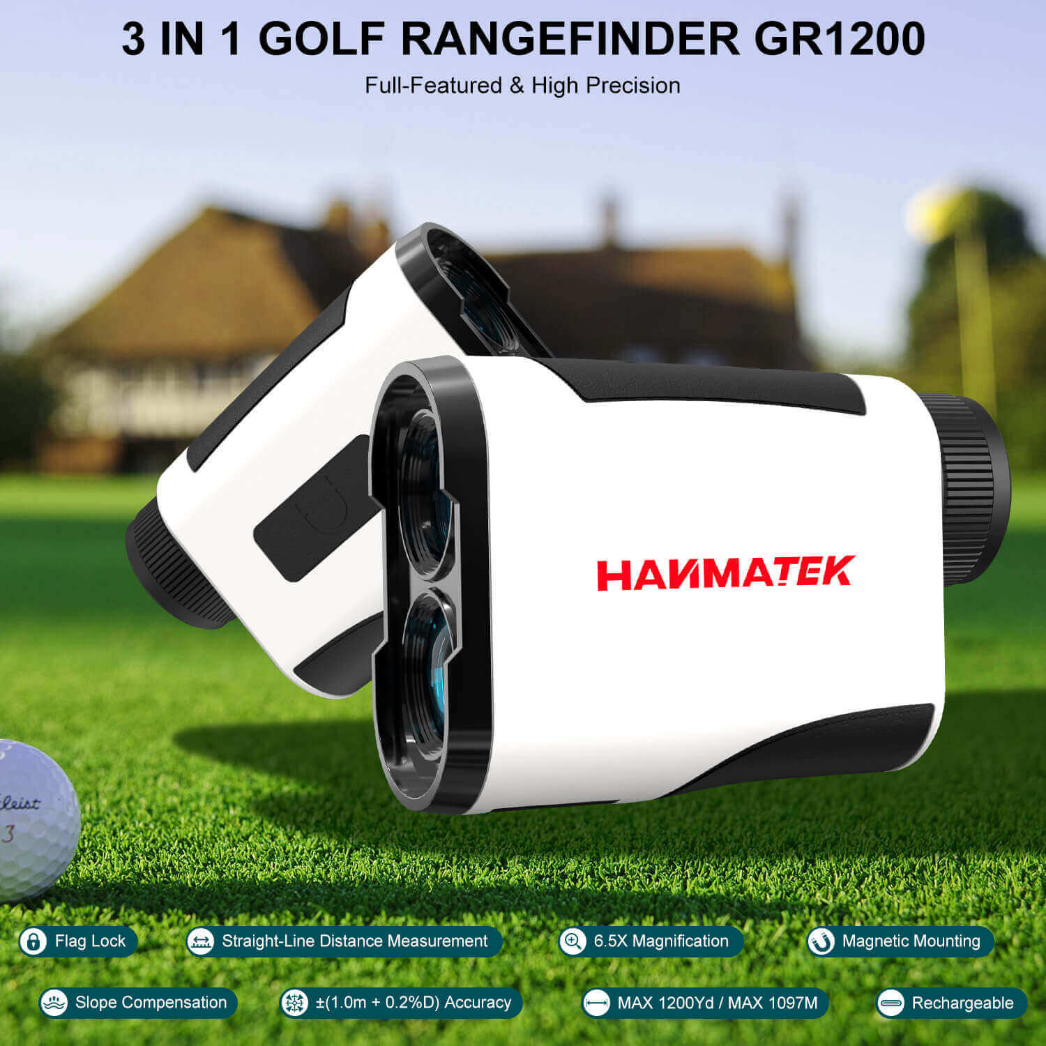 Hanmatek GR1200 telemetro laser golf 1200 yard pendenza