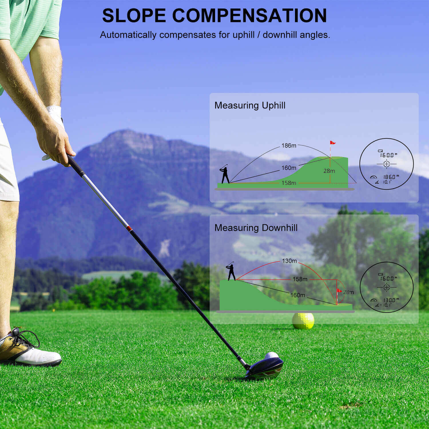 Hanmatek GR1200 telemetro laser golf 1200 yard pendenza