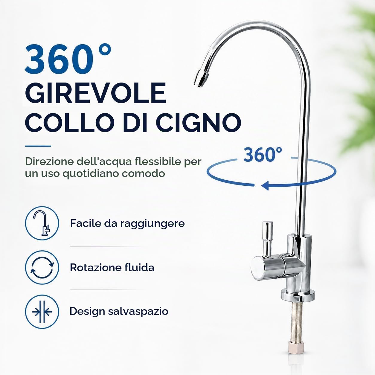 TICFOX rubinetto cucina acciaio inox 360° 1/4"