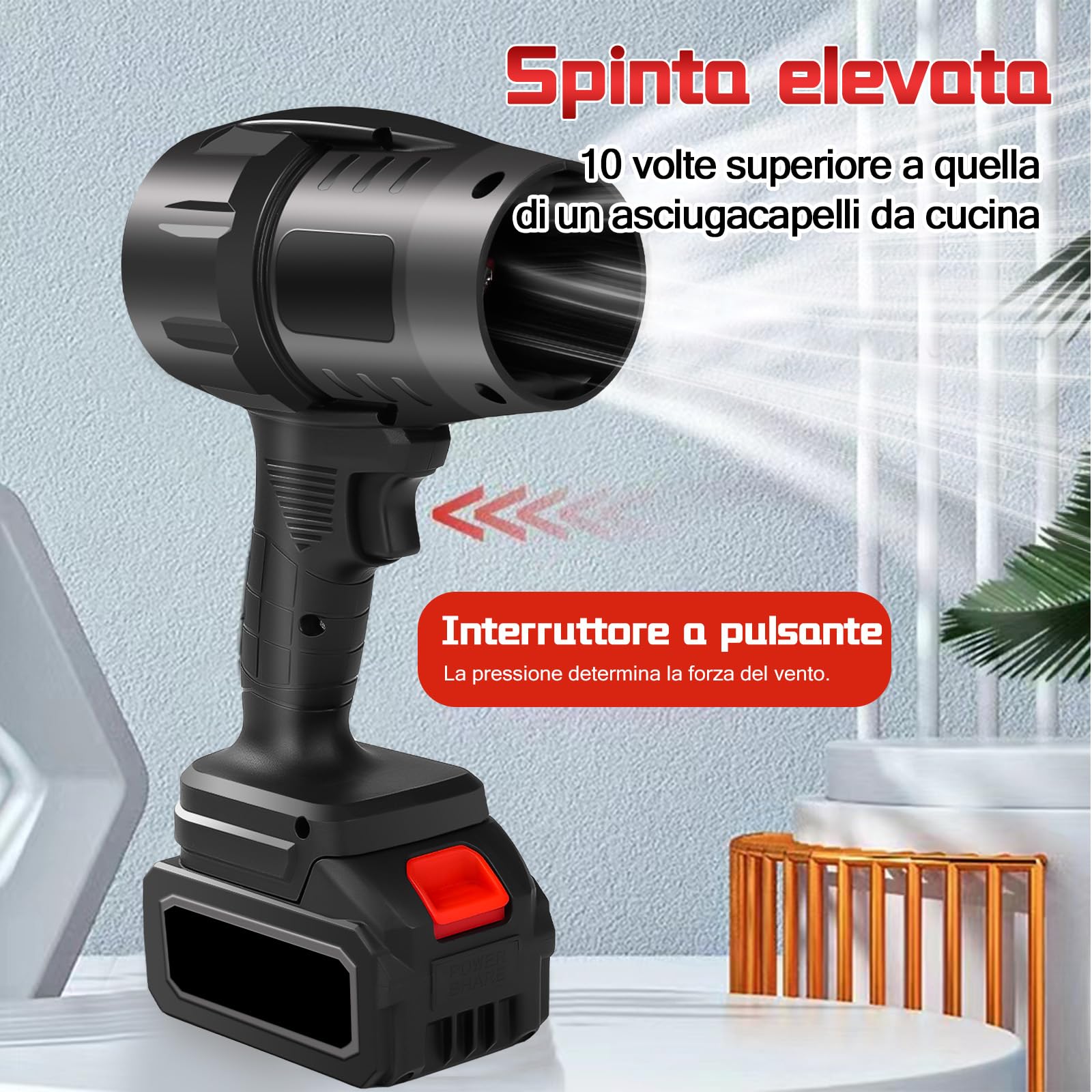 TICFOX Turbo Jet soffiatore aria 800W nero a batteria
