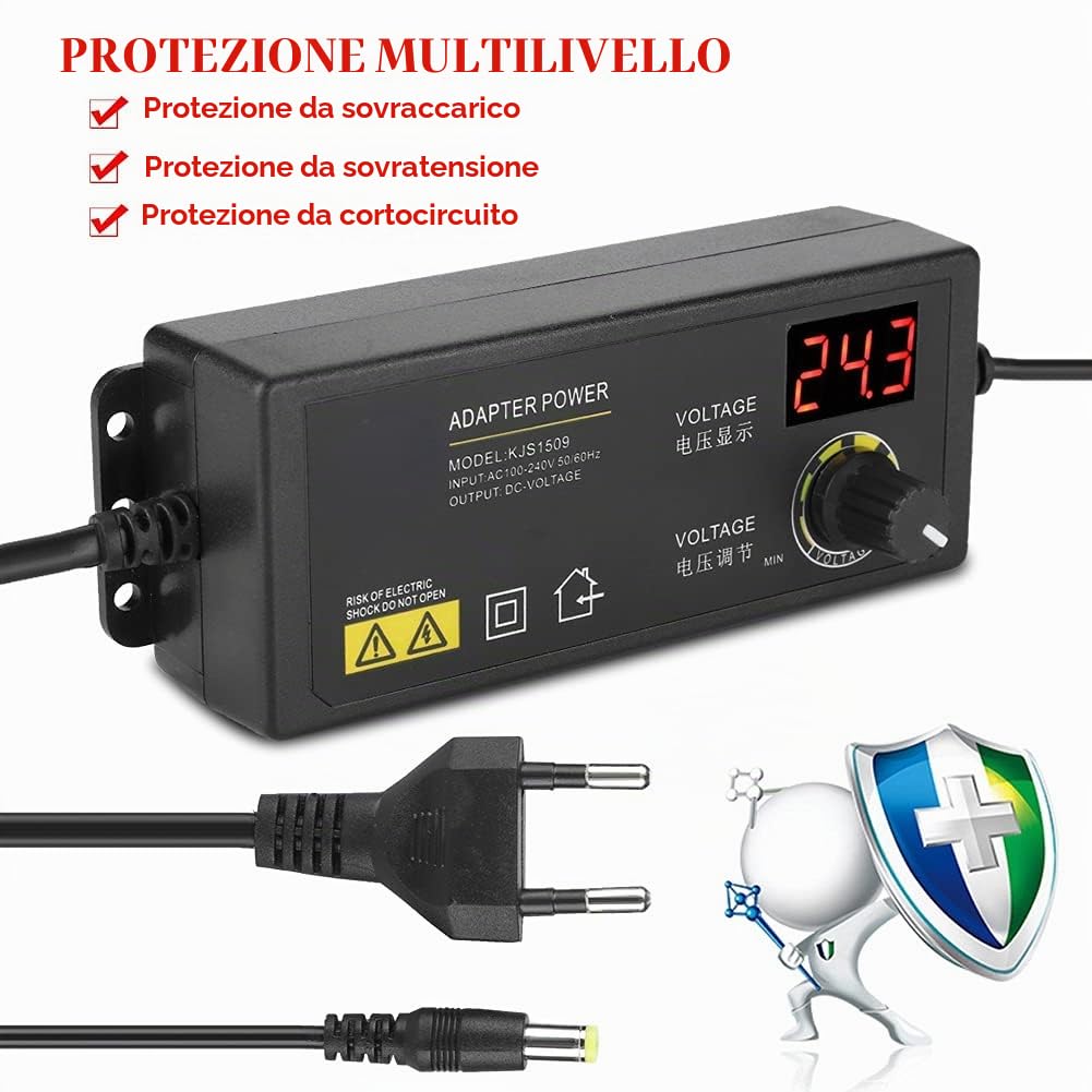 Ticfox Alimentatore Regolabile 3-36V 60W 1,7A LED