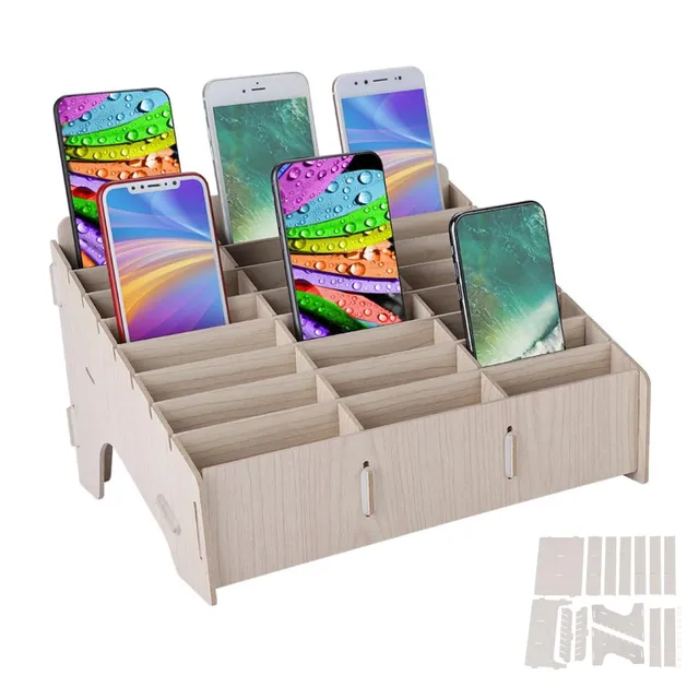 TICFOX Organizer da Scrivania in Legno 24 Scomparti Beige