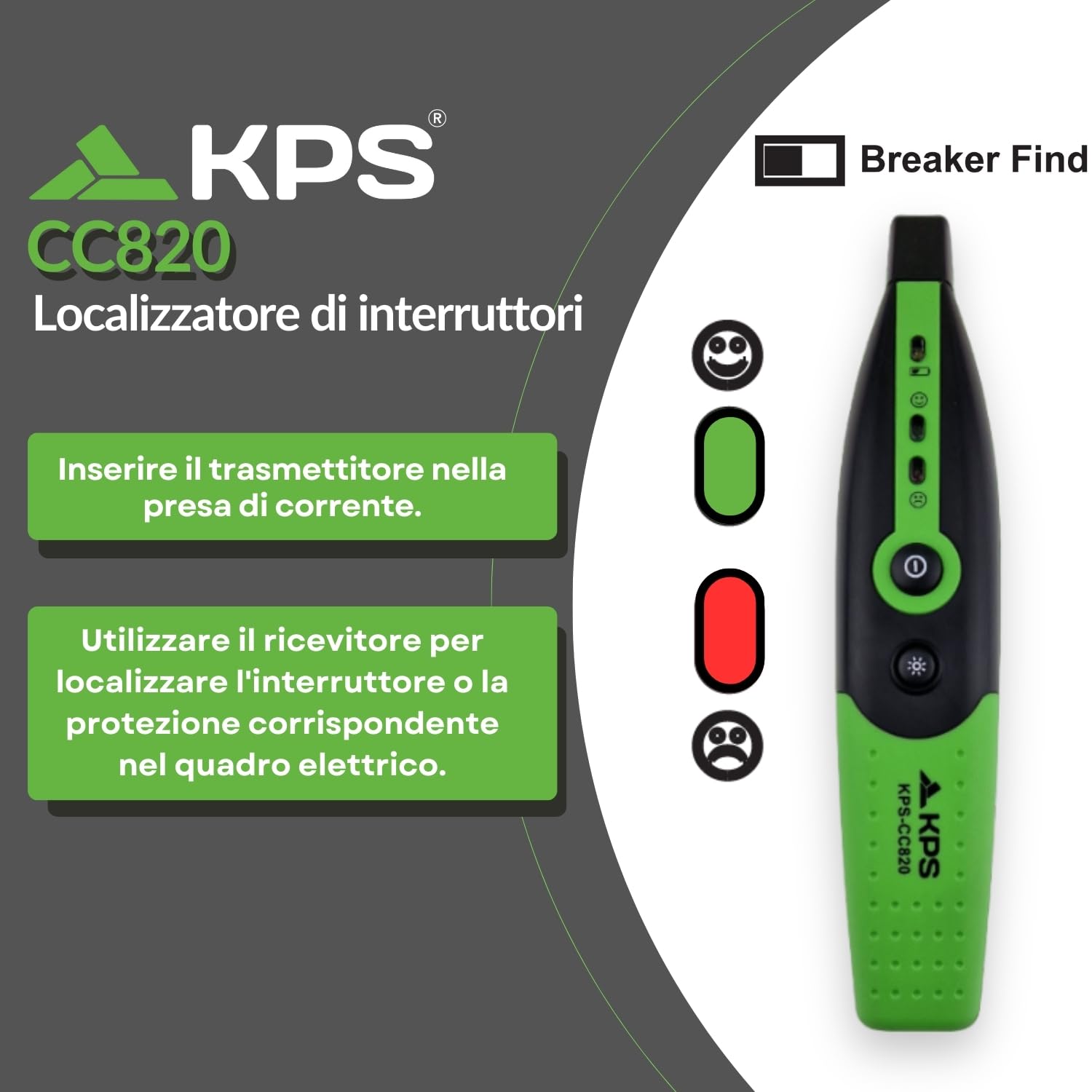 KPS CC820 tester prese Schuko localizzatore interruttori