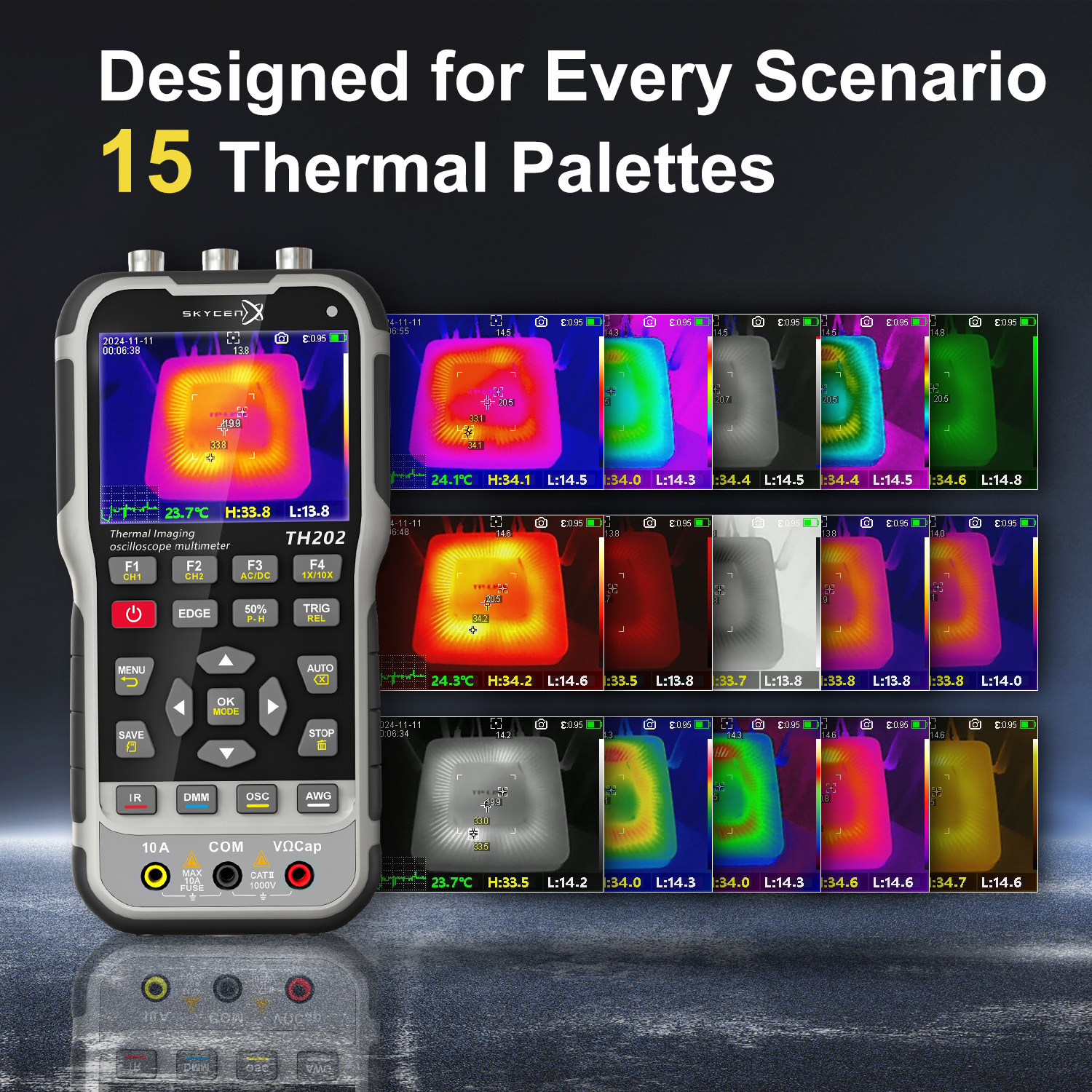 E-One TH202 Tester 4 in 1 Oscilloscopio Termocamera 70MHz