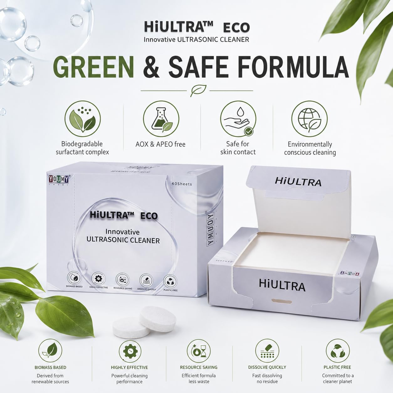 TICFOX Pastiglie Pulizia Ultrasuoni 40pz Concentrato Sgrassante